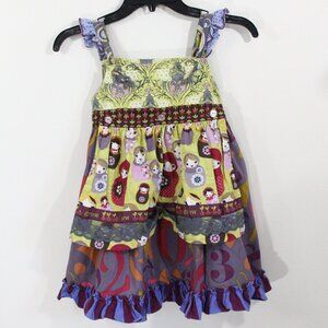 Matilda Jane Apron Knot Delaney Dress sz 6 Girls Russian Nesting Dolls colorful